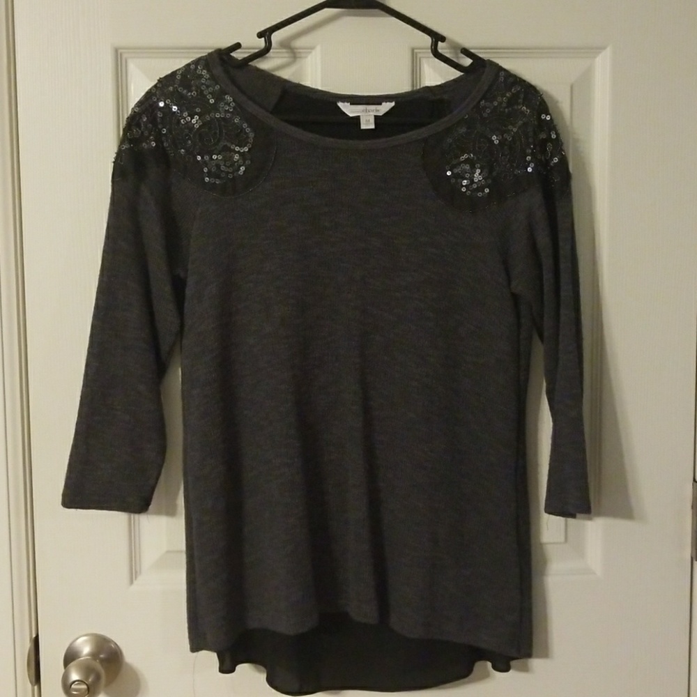 Charming Charlie Grey Sweater w beads